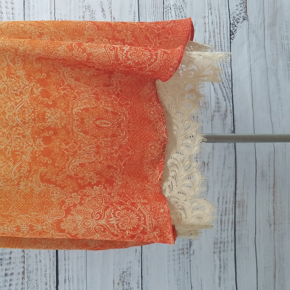 Cato Orange Ombre Lace Trim With Keyhole detail In The Back Top 22/24W - Picture 2 of 10